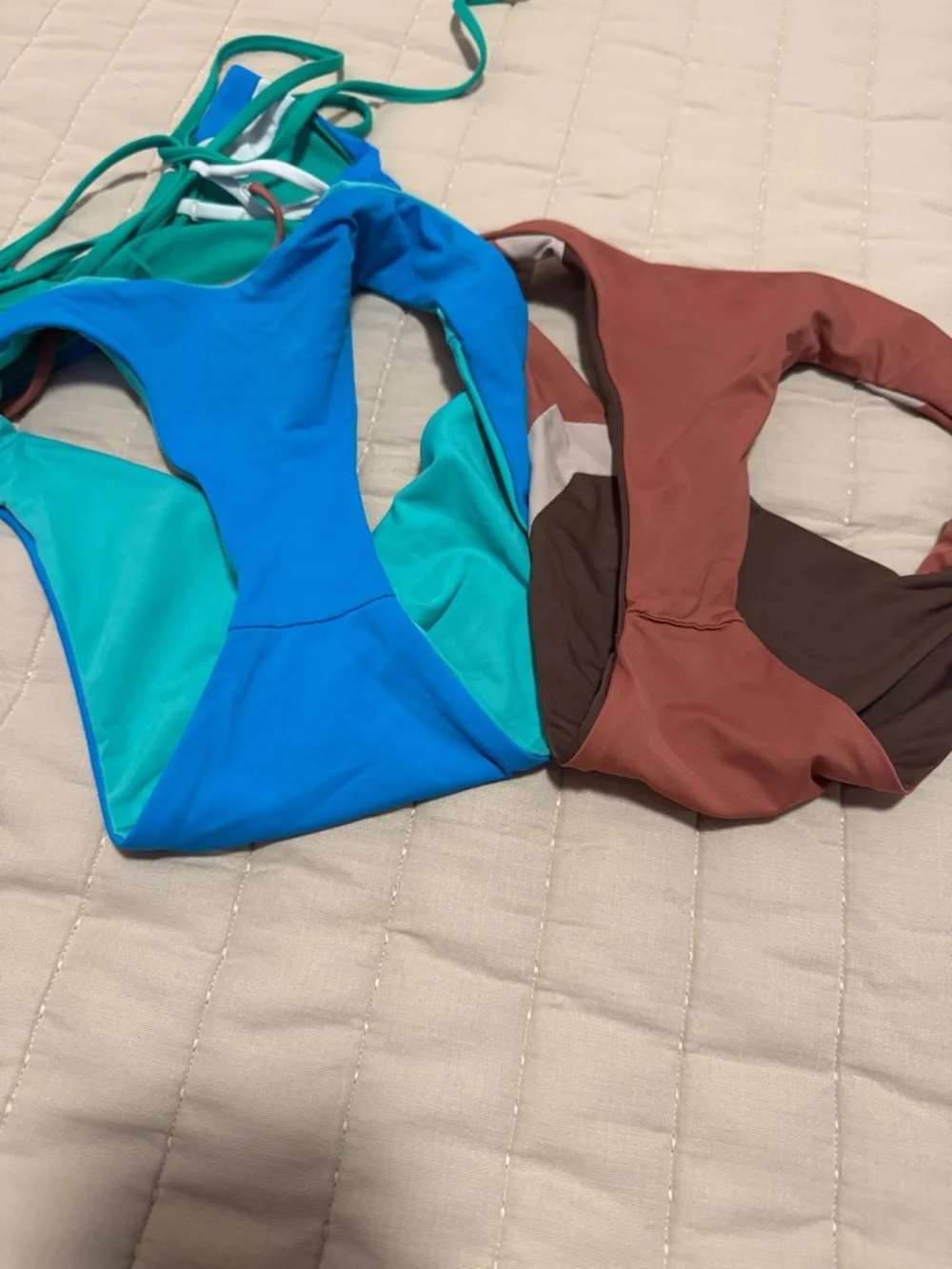 l*space Colorblock Reversible Teal & Brown Bikini Sets - size S tags removed - Picture 4 of 6